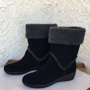 Easy Spirit Black Suede Leather Winter Lined Boots 9